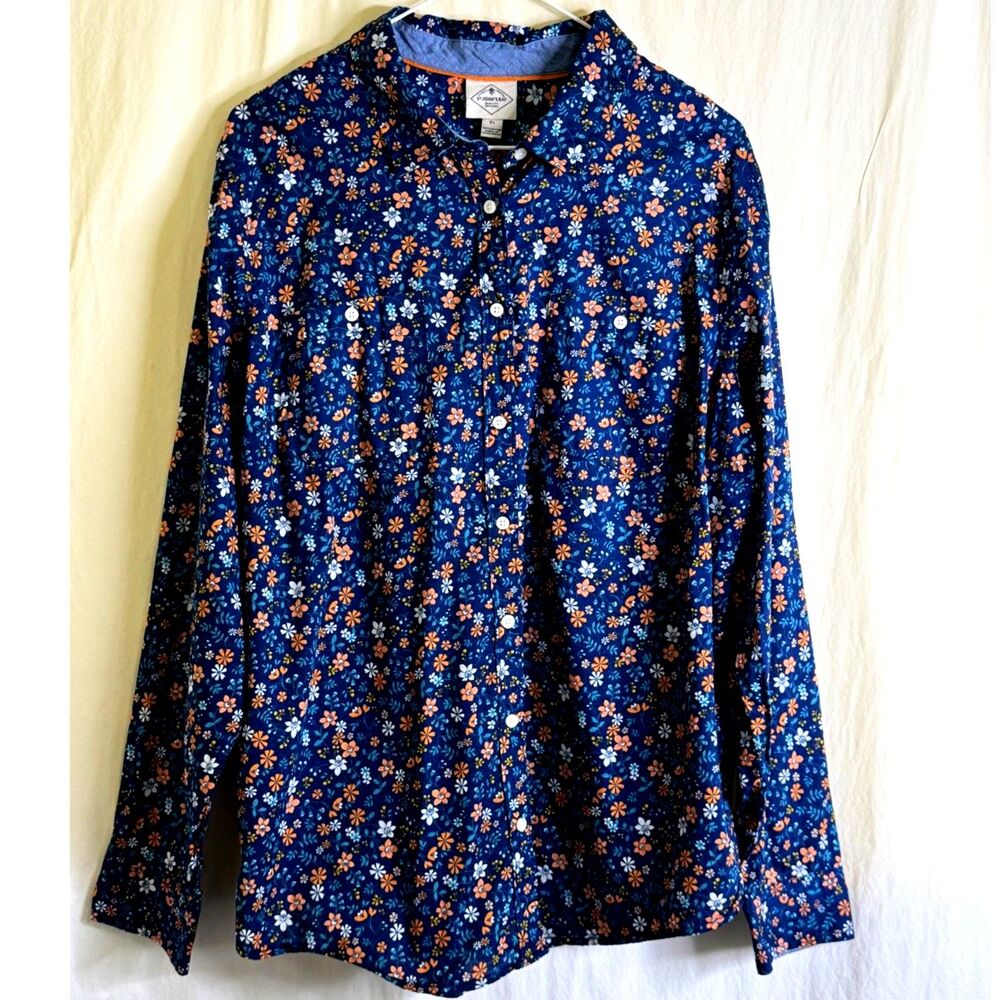 St John's Bay Women's 100% Cotton Multicolor Floral Print Button Up Size XL
